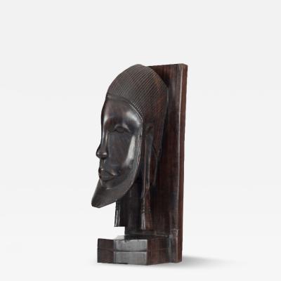 Vintage African Style Carved Rosewood Head Sculpture