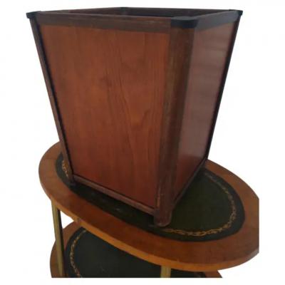 Vintage All Walnut and Bamboo Boho Chic Waste Basket