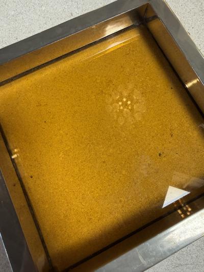 Vintage Amber Glass and Chrome Tray Catchall Dish