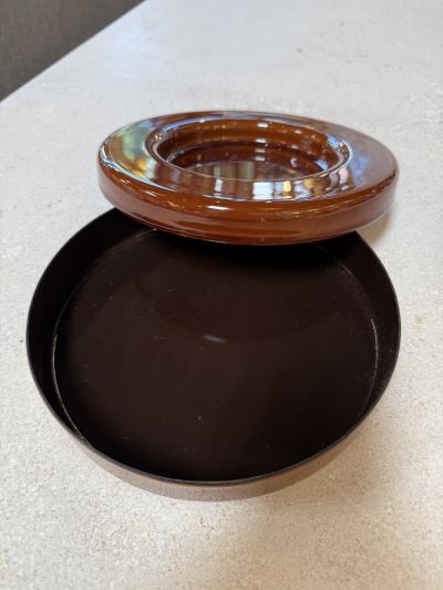 Vintage Amber Metal Lidded Box with Insert