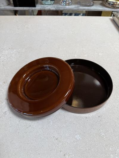 Vintage Amber Metal Lidded Box with Insert