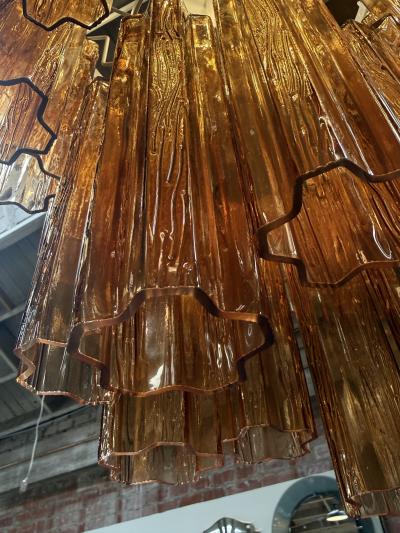 Vintage Amber Murano Tronchi Glass Chandelier Italy 1970s