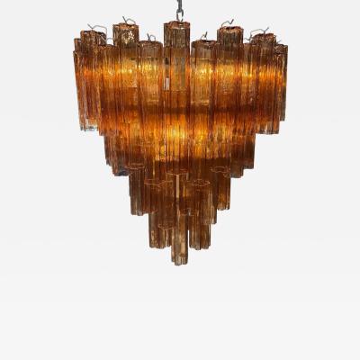 Vintage Amber Murano Tronchi Glass Chandelier Italy 1970s