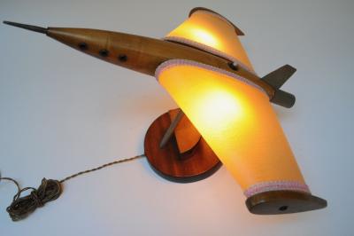 Vintage American Airplane Table Lamp with Illuminated Wings