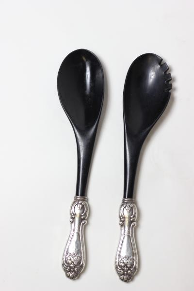 Vintage American Sterling Silver and Horn Salad Serving Set 1930 United States