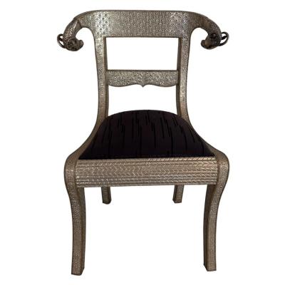 Vintage Anglo Indian Repousse Rams Head Chair 1 of 8