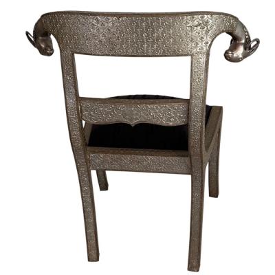 Vintage Anglo Indian Repousse Rams Head Chair 1 of 8