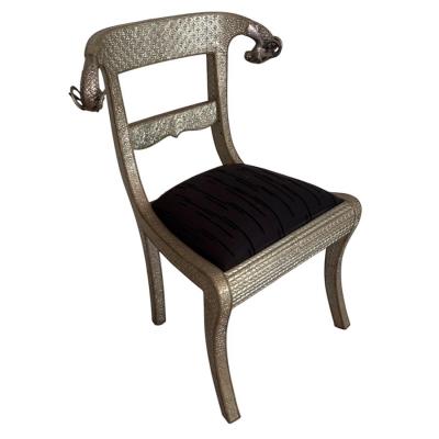 Vintage Anglo Indian Repousse Rams Head Chair 1 of 8