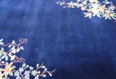 Vintage Art Deco Chinese Carpet Perfect Blue
