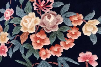 Vintage Art Deco Chinese Carpet Perfect Blue