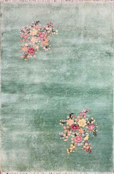 Vintage Art Deco Chinese Rug Green