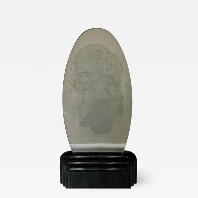 Vintage Art Deco Erte Autumn Etched Glass Sculpture