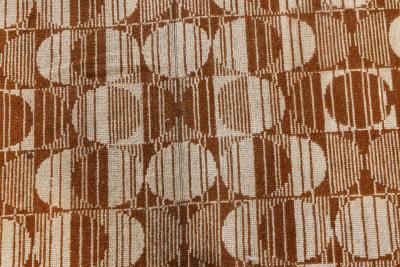 Vintage Art Deco Geometric Brown Beige Handmade Wool Carpet