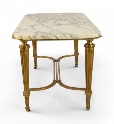 Vintage Art Deco Style Brass and White Marble Coffee Table