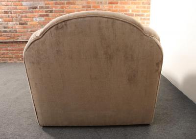 Vintage Art Deco Style Chaise Lounge in Taupe Chenille with Ebonized Plinth Feet
