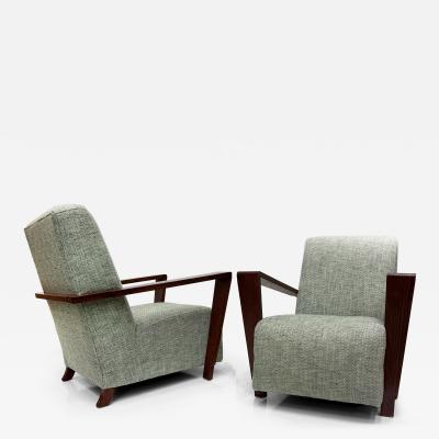 Vintage Art Deco Style Low Profile Lounge Chairs Pair