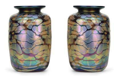 Vintage Art Nouveau Style Iridescent Glass Vase