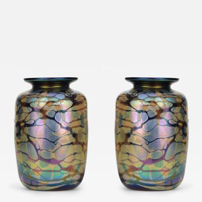 Vintage Art Nouveau Style Iridescent Glass Vase