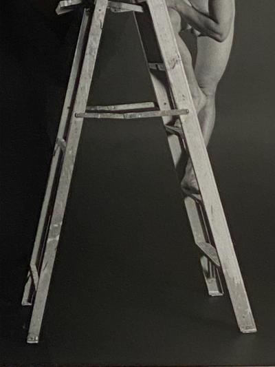 Vintage Art Photograph of a Man on a Ladder