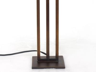 Vintage Arts Crafts Cut Steel Slag Glass Table Lamp