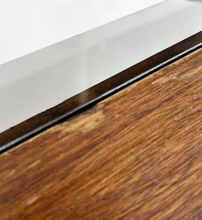 Vintage Asian Inspired Wood Side Tables with inset Beveled Glass Tops