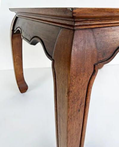 Vintage Asian Inspired Wood Side Tables with inset Beveled Glass Tops