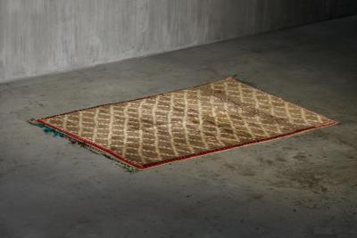 Vintage Atlas Low Pile Wool Rug Morocco Circa 1960