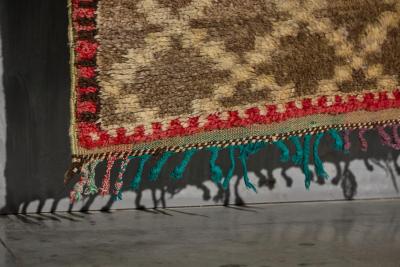 Vintage Atlas Low Pile Wool Rug Morocco Circa 1960
