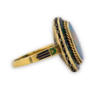 Vintage Australian Opal Ring 14K Yellow Gold