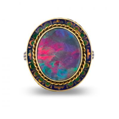 Vintage Australian Opal Ring 14K Yellow Gold