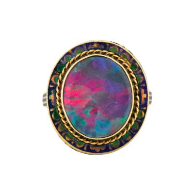 Vintage Australian Opal Ring 14K Yellow Gold