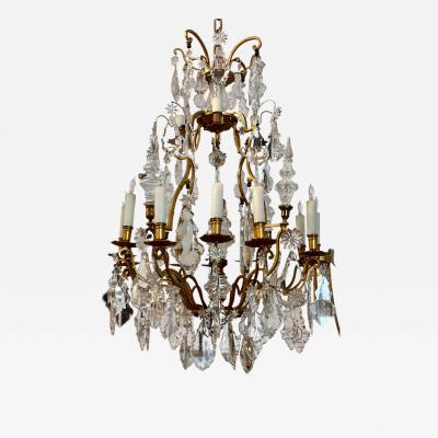 Vintage Baccarat French Crystal Bronze Chandelier