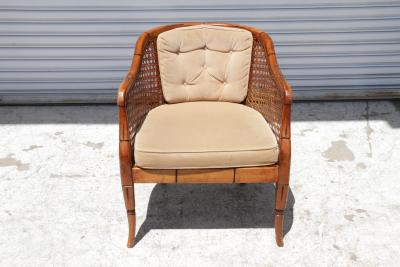 Vintage Barrel Back Faux Bamboo and Cane Chair