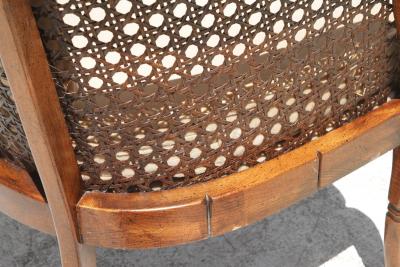 Vintage Barrel Back Faux Bamboo and Cane Chair