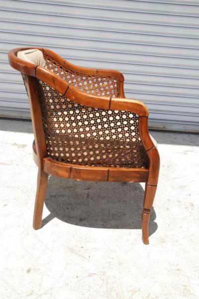 Vintage Barrel Back Faux Bamboo and Cane Chair