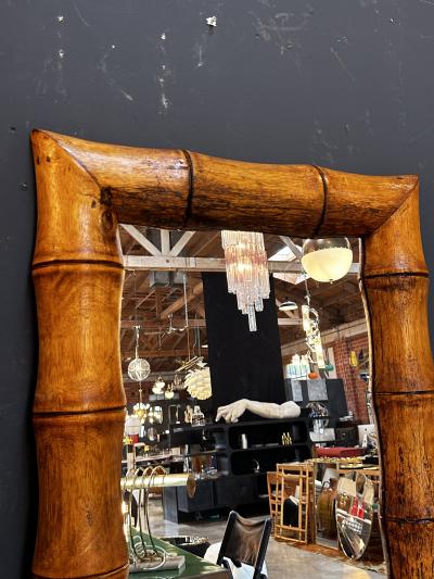 Vintage Beautiful Italian Rectangular Wood Wall Mirror 1980s