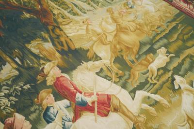 Vintage Belgium Pictorial Tapestry 75 x 77