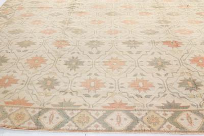 Vintage Bezalel Star shaped Floralheads Orange Brown Handmade Wool Rug