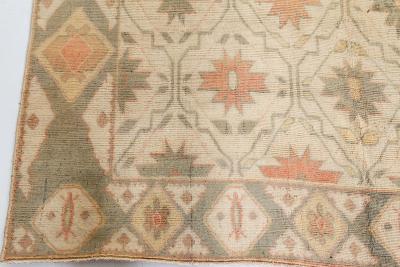 Vintage Bezalel Star shaped Floralheads Orange Brown Handmade Wool Rug