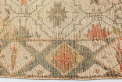Vintage Bezalel Star shaped Floralheads Orange Brown Handmade Wool Rug