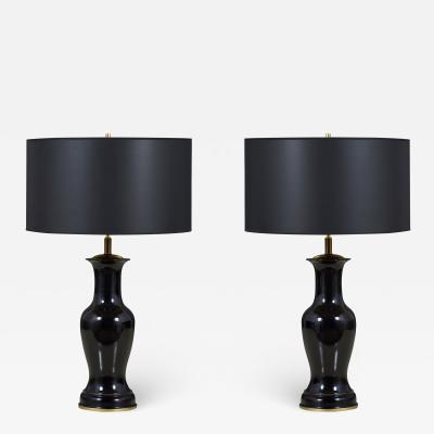 Vintage Black Porcelain Table Lamps