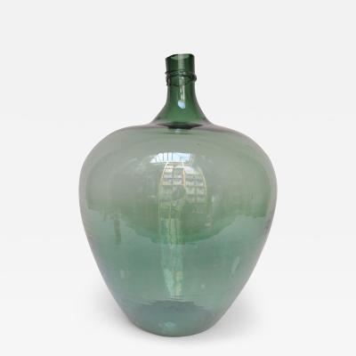 Vintage Blown Glass Bulbous Demijohn Carboy in Emerald Green