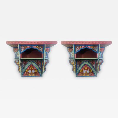 Vintage Blue Boho Chic Moroccan Spice Shelf or Rack a Pair