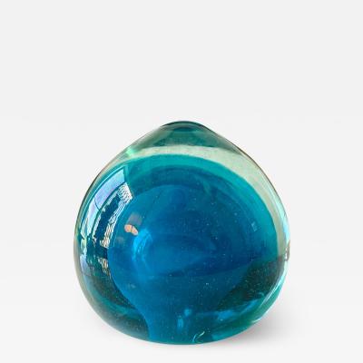 Vintage Blue Glass Paper Weight