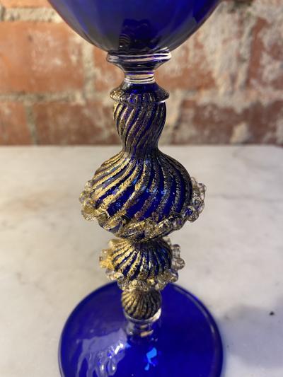 Vintage Blue Italian Handcrafted Chalice 1970s