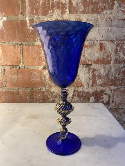 Vintage Blue Italian Handcrafted Chalice 1970s