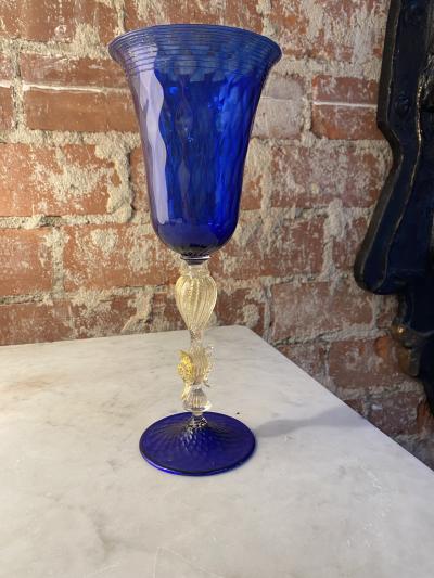 Vintage Blue Italian Handcrafted Chalice 1970s