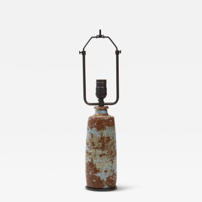 Vintage Blue and Brown Ceramic Table Lamp Denmark Mid 20th Century