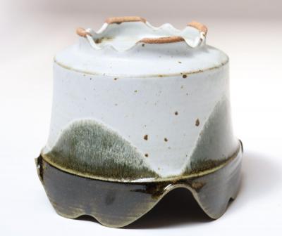 Vintage Blue and Green Studio Pottery Square Planter by Deanna Nichols