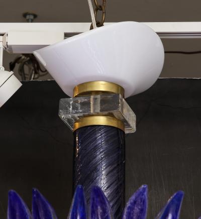 Vintage Blue and White Large Murano Circular Chandelier